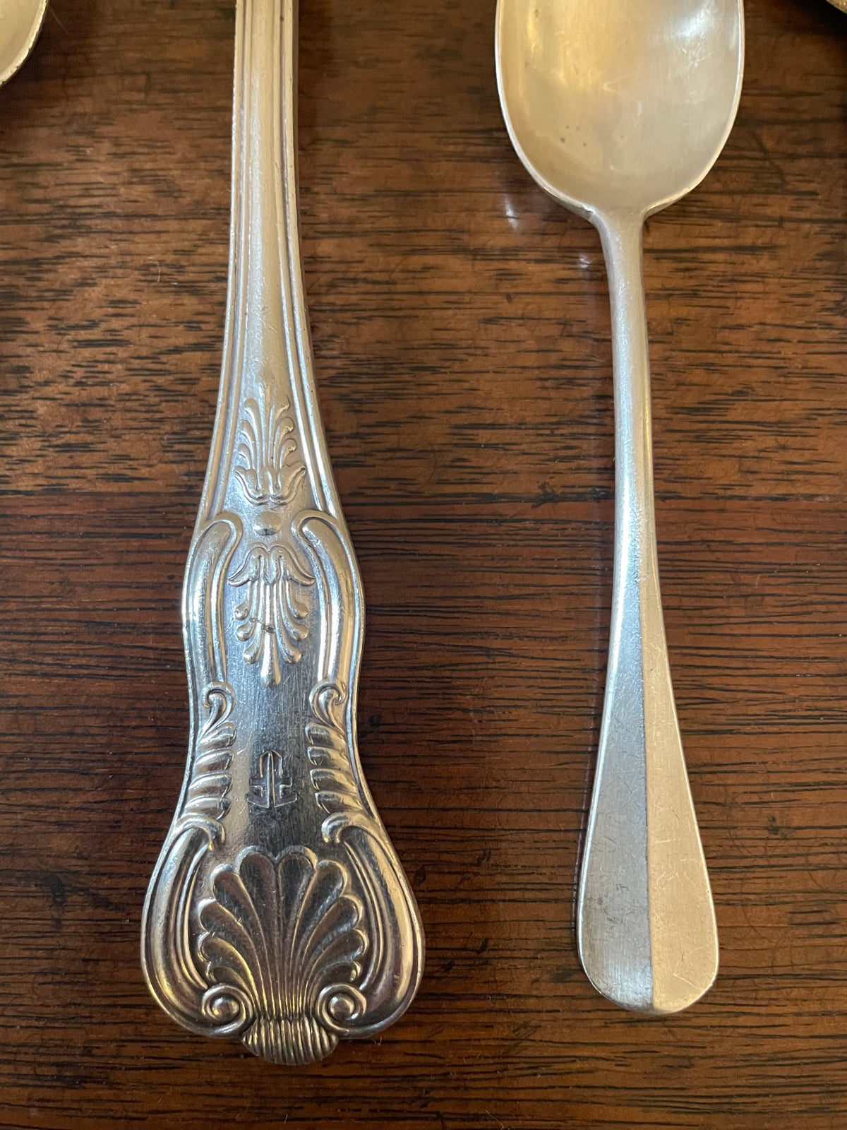 Vintage Grand Hotel & Restaurant Silverplate Spoons, Set of 6, c. 1910s–1950s