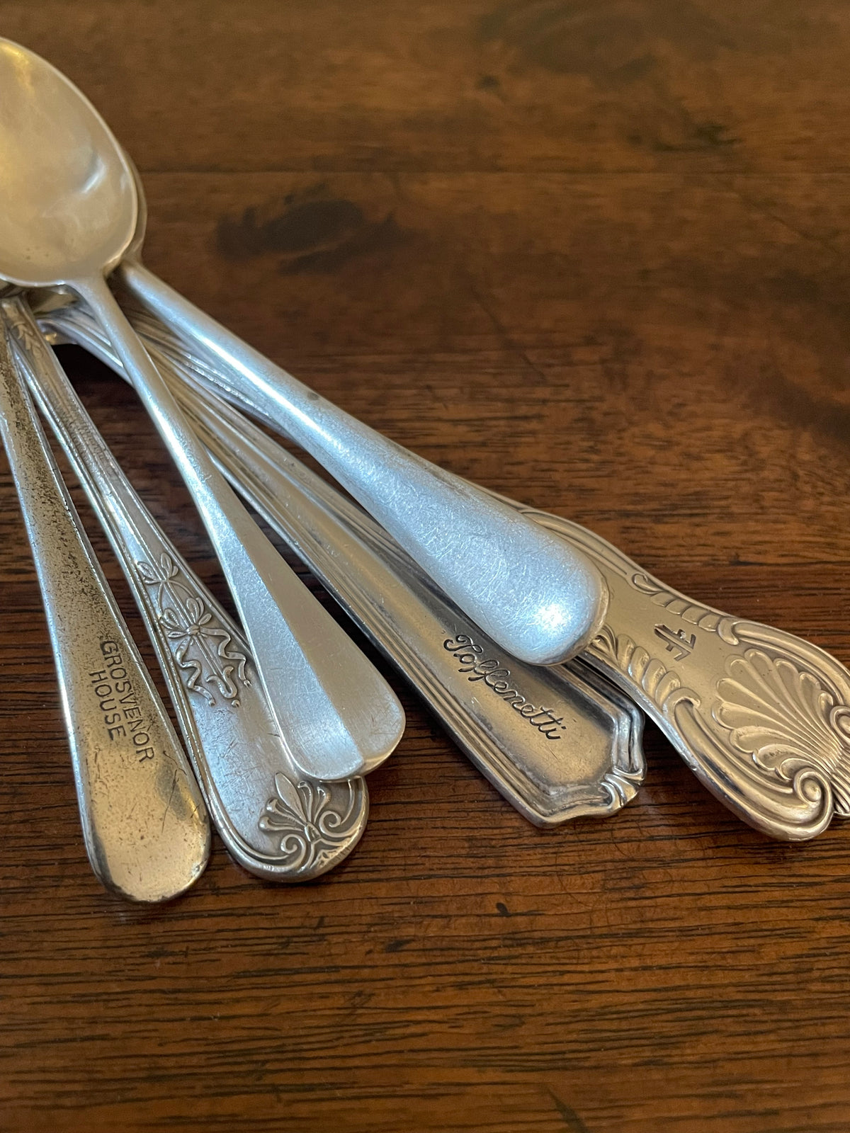 Vintage Grand Hotel & Restaurant Silverplate Spoons, Set of 6, c. 1910s–1950s