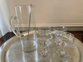 Vintage Blown Glass Martini Set, Pitcher, Four Coupes & Cocktail Stirrer