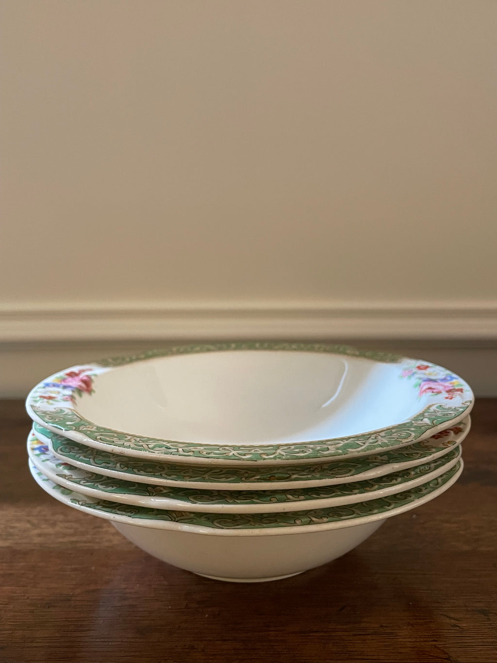 Antique Johnson Brothers Pareek Floral Bowls, Set of 4