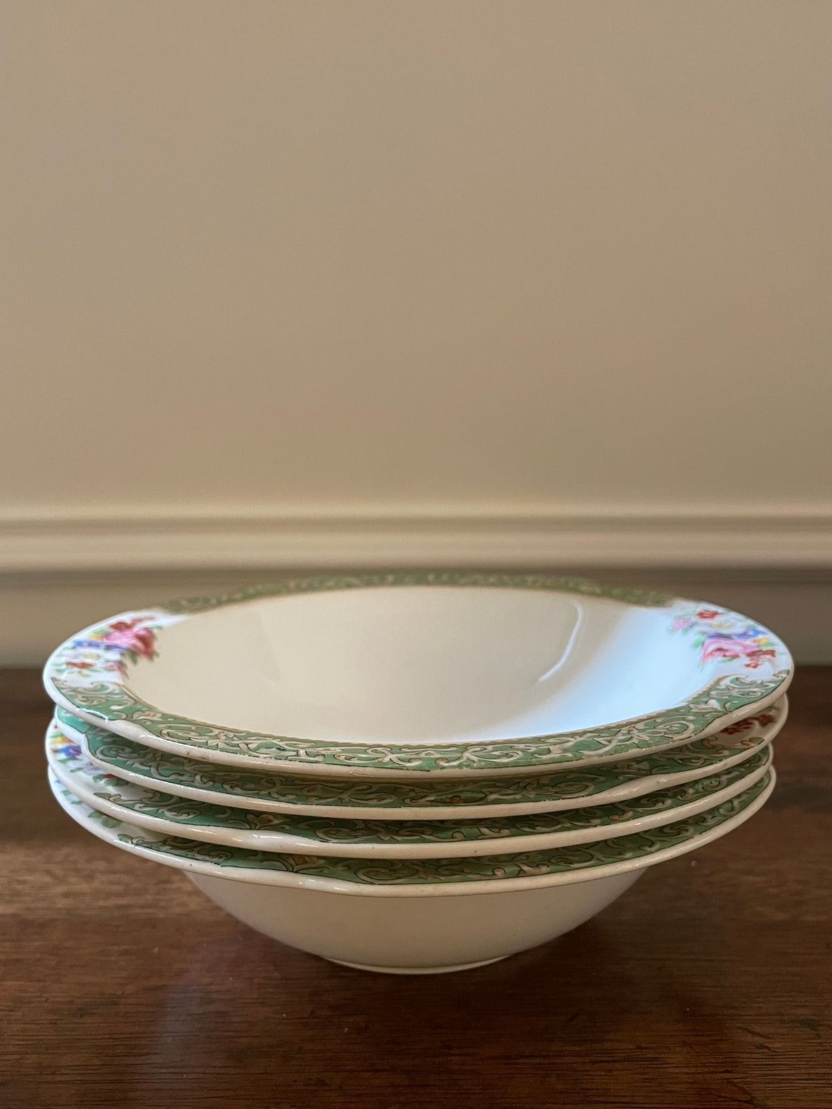 Antique Johnson Brothers Pareek Floral Bowls, Set of 4
