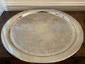 Vintage Oneida USA Silverplate Serving Tray , Oversized 19" Ornate Floral Round Tray