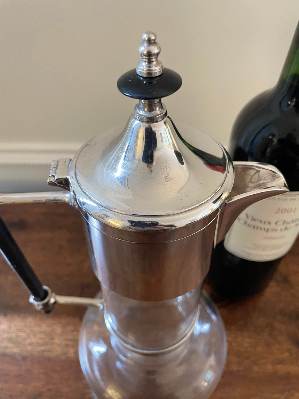 Antique Superior Silver Plate Co. Glass & Silverplate Claret Jug