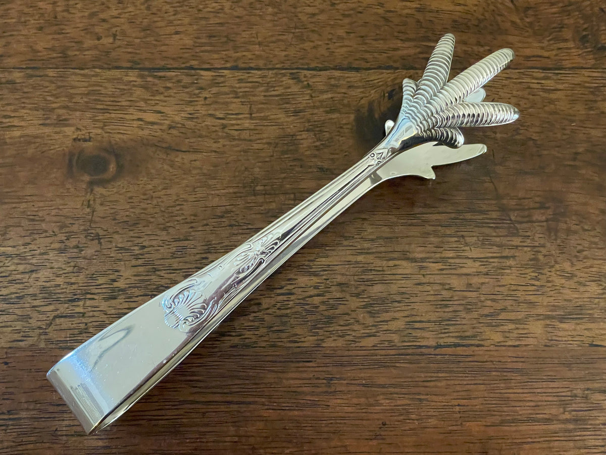 Vintage William Adams Sheffield Silverplate Claw Ice Tongs