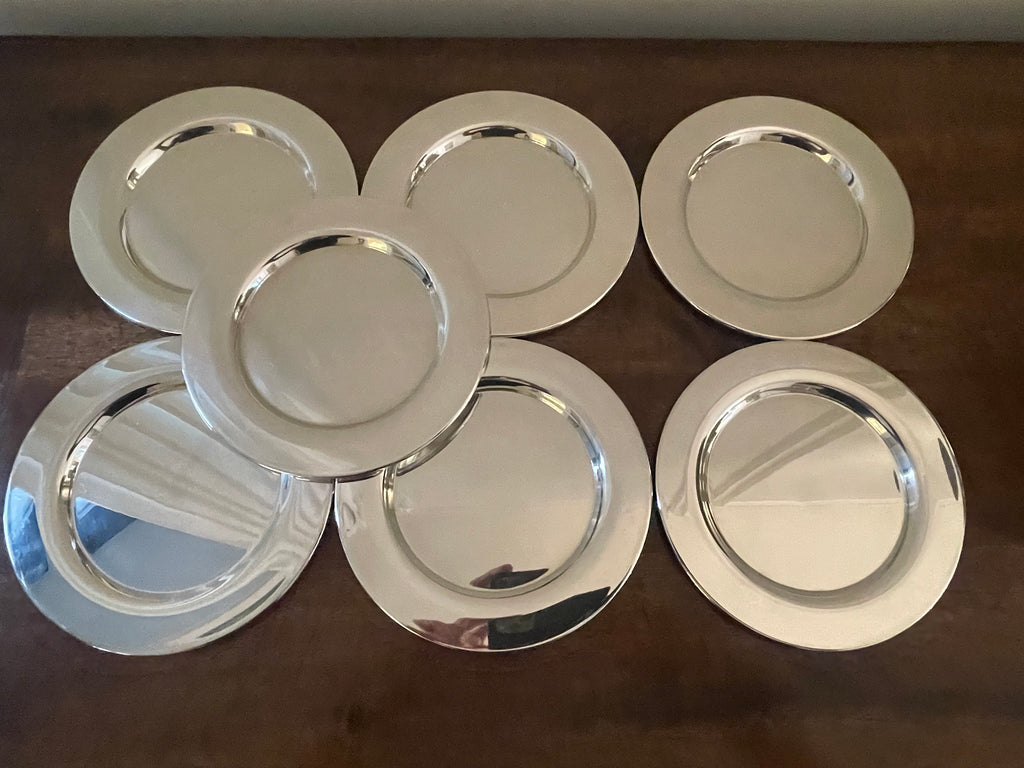 Silverplate Cocktail & Dessert Plates, c. 1950's-60's, set of 7