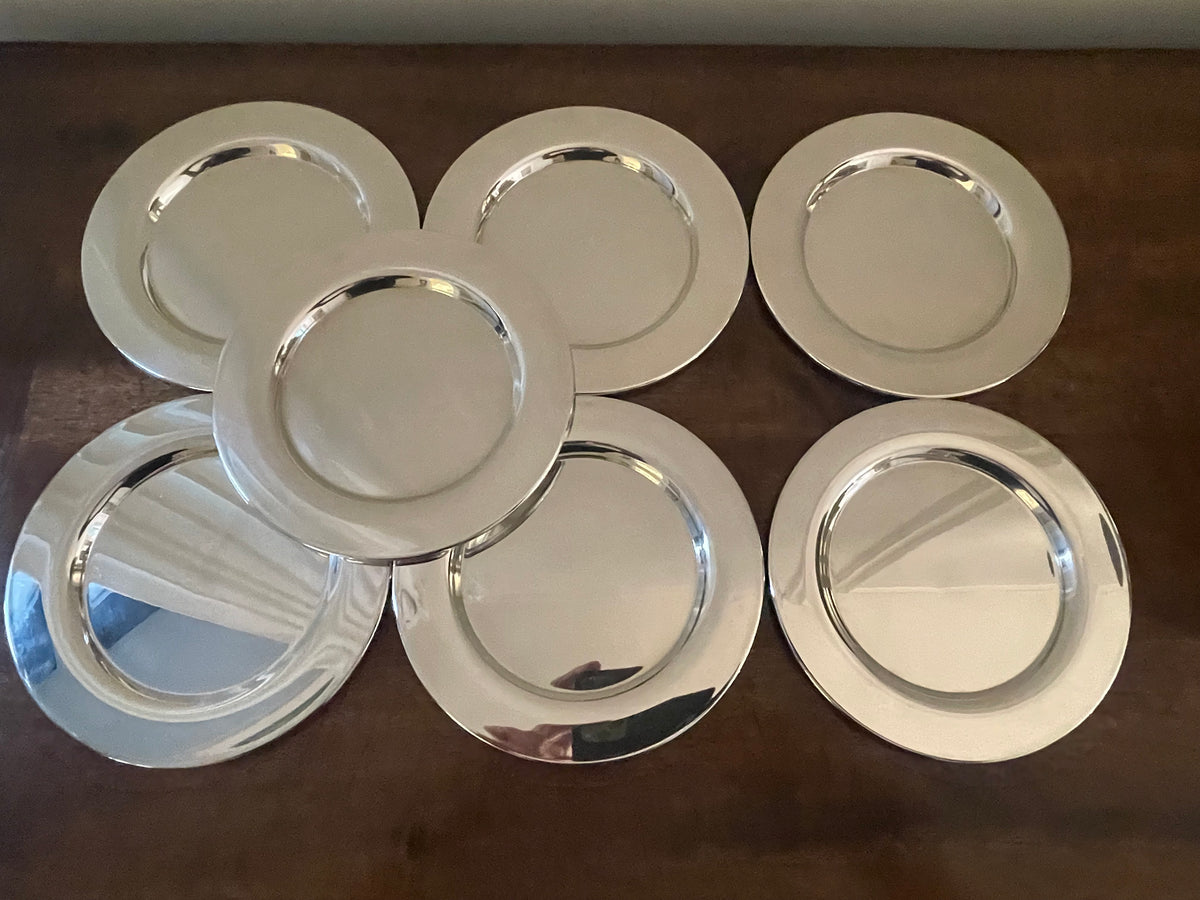 Silverplate Cocktail & Dessert Plates, c. 1950's-60's, set of 7