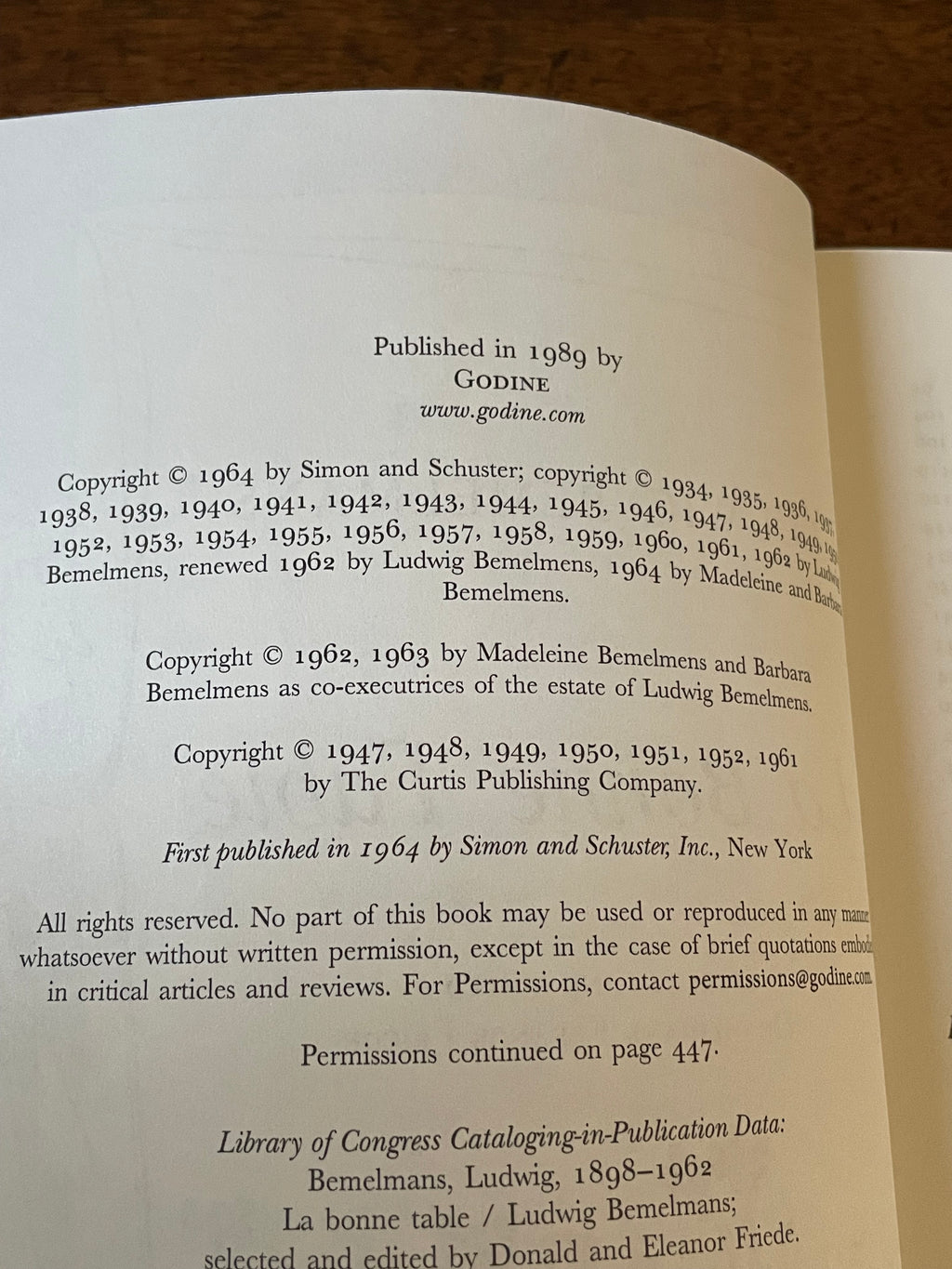 Bemelmans’ La Bonne Table (1989 Godine Edition)