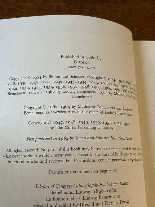 Bemelmans’ La Bonne Table (1989 Godine Edition)
