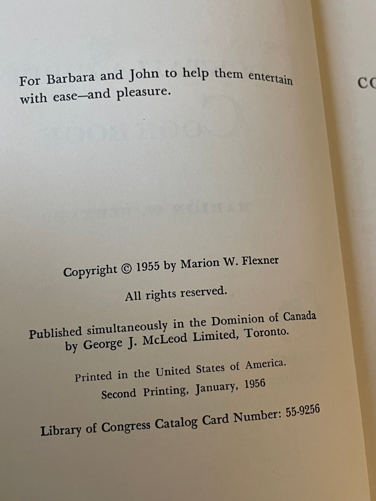 Cocktail-Supper Cookbook by Marion W. Flexner – Vintage 1956 Entertaining Cookbook