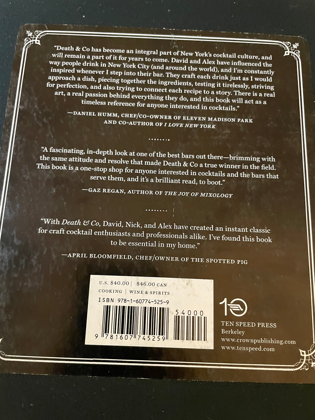 Vintage Death & Co Cocktail Coffee Table Book (no dust jacket)