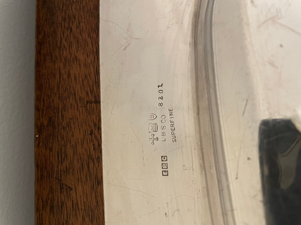 Vintage c. 1930s–1950s L.B.S. Co. Silverplate over Copper 3-Compartment Well & Tree Serving Platter, 18" × 14"