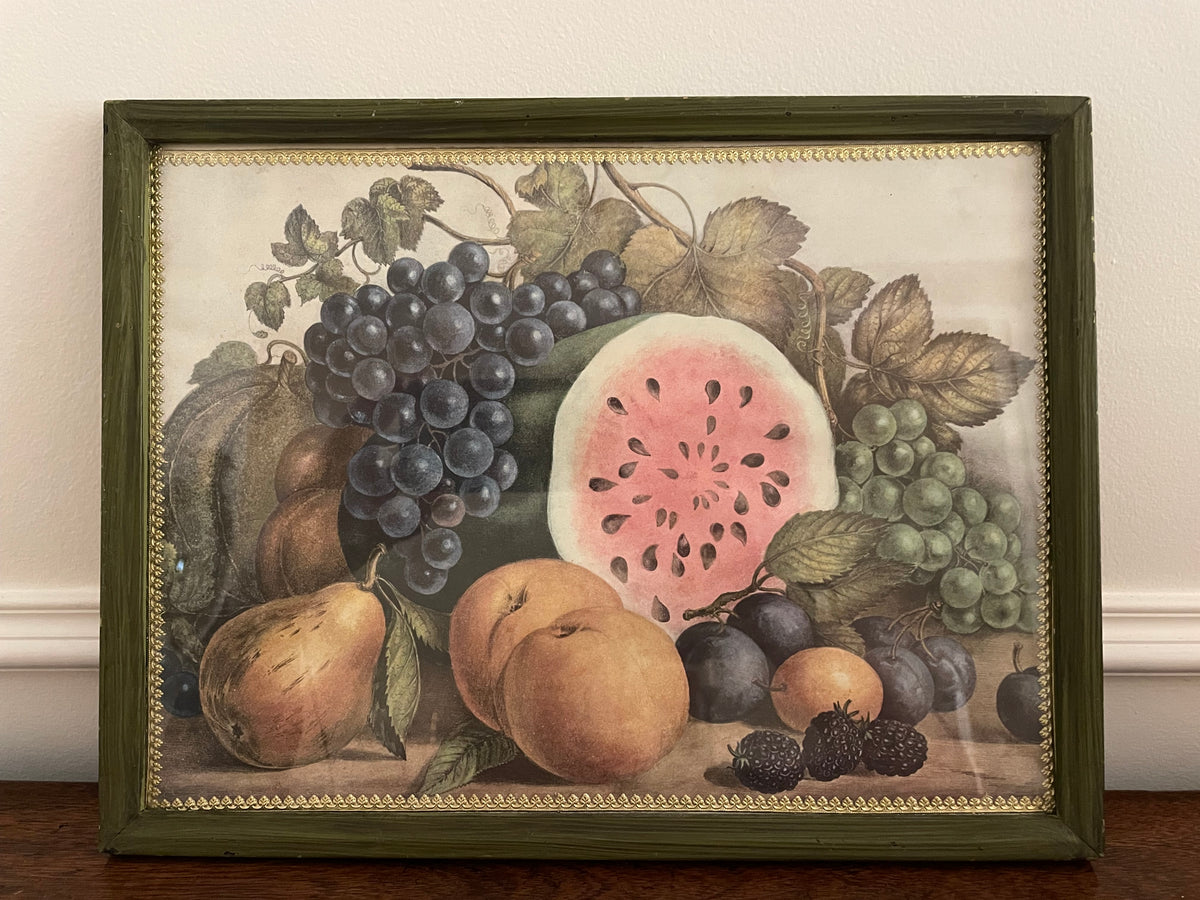 Vintage 1968 Currier & Ives “American Autumn Fruits” Framed Print