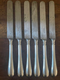 Antique Christofle “Baguette” Silverplate Dessert Knives with Carbon Steel Blades, Set of 6, c. 1900–1920