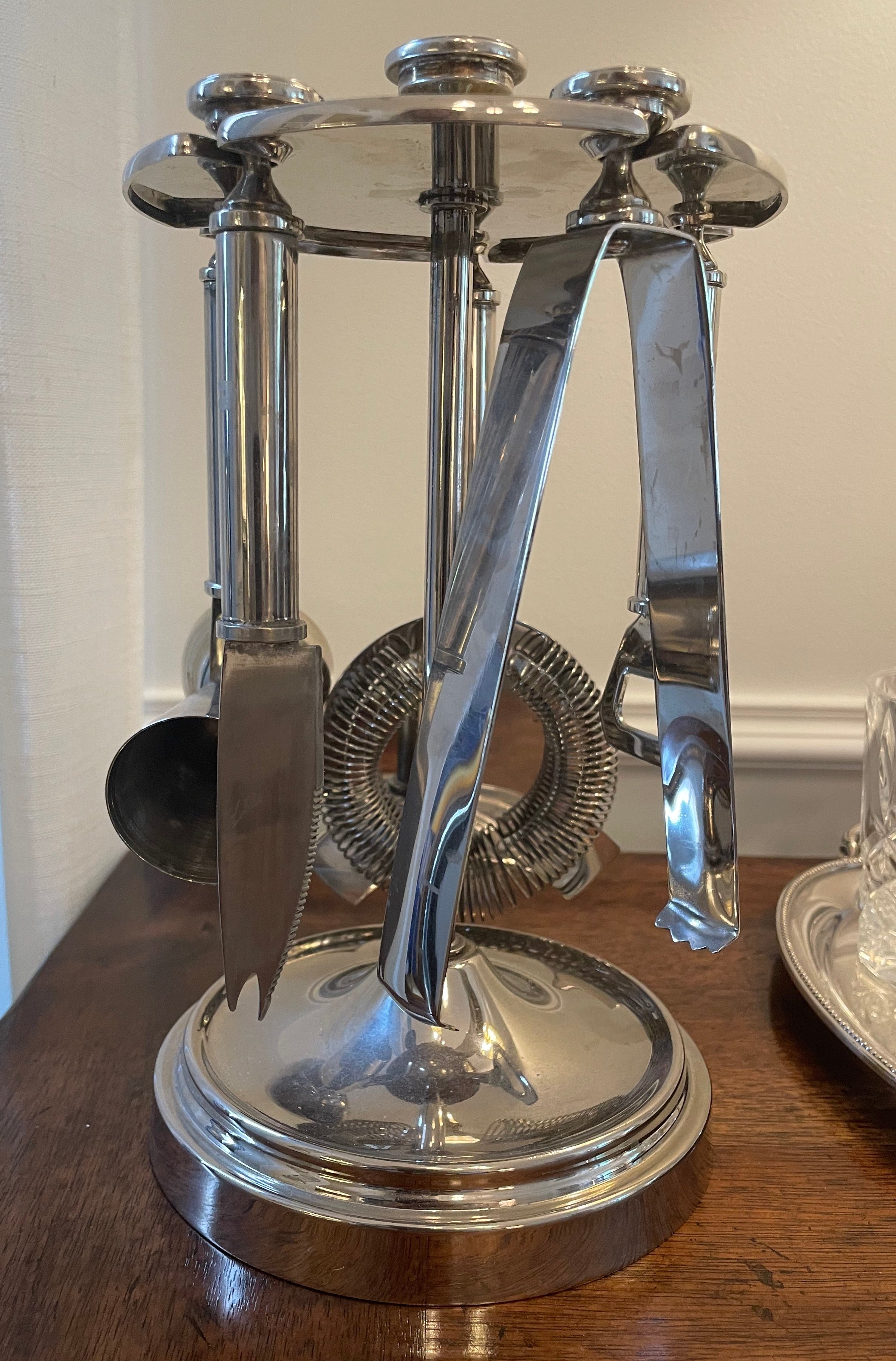 Vintage silverplate Restoration Hardware six piece bar tool set